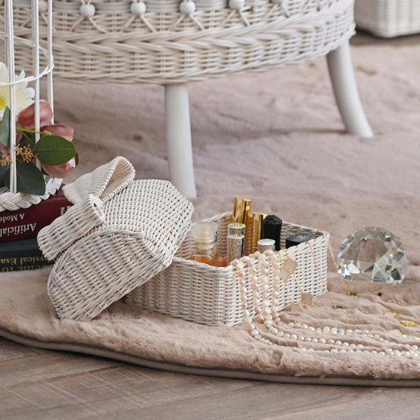 バスケット かご ふた付き 小物入れ おしゃれ ホワイトラタン fiore