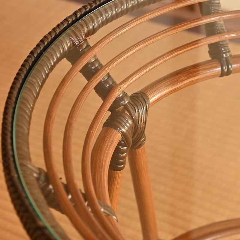 ラタンガラス テーブル 40cm幅 ガラステーブル サイドテーブル 籐家具