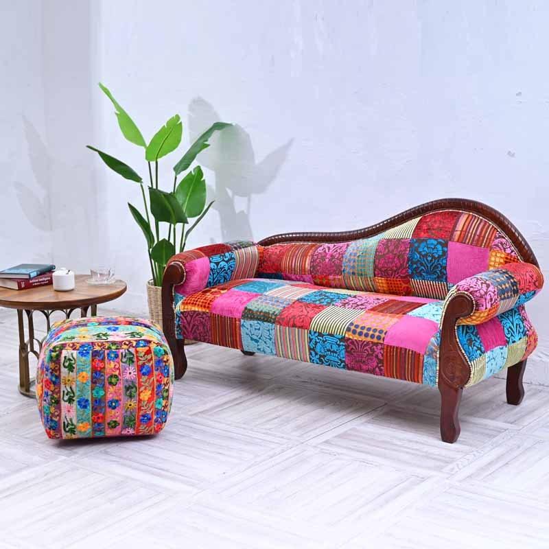 スツール 40cm角 椅子 チェア プフクッション オットマン 花柄 刺繍