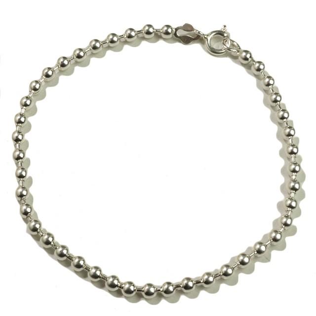 シルバー925 ボールチェーンブレスレット オーソドックス シンプル 3mm