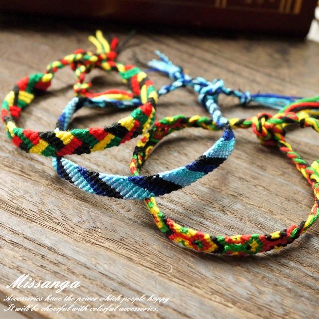 ミサンガ カラフル エスニック プロミスリング 夏アクセ ブレスレット