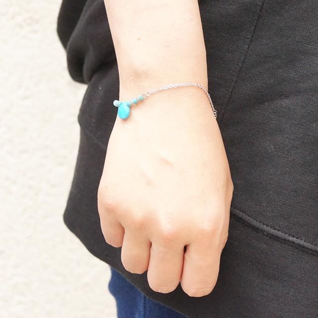 ブレスレット チェーンブレスレット ターコイズ風 トルコ石風 ビーズ