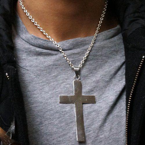 シルバー925 インパクト大の大判クロスペンダントトップ 十字架