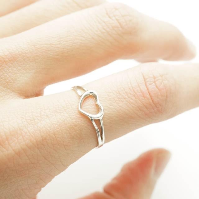 シルバー925 メンズ レディース リング オープンハート 可愛い