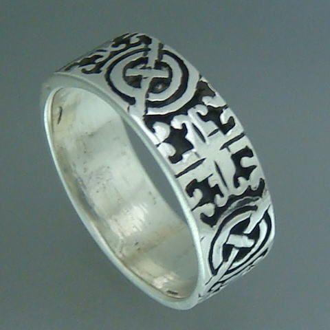 幾何学的な模様の太めシルバーリング シルバー925 silver925 シルバー