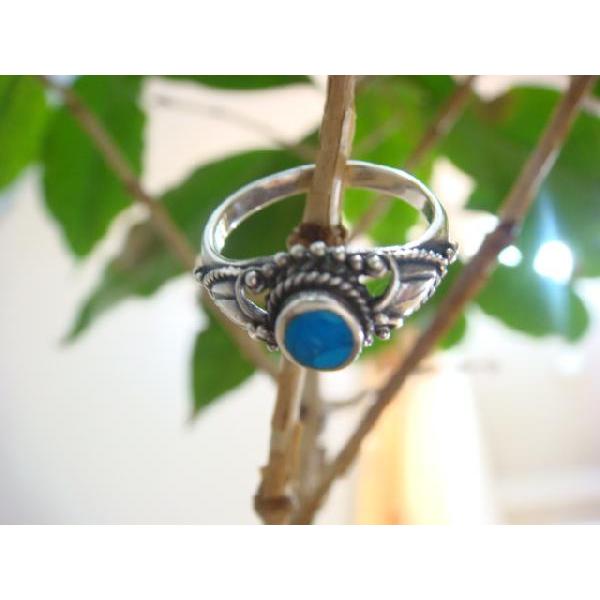 シルバーリング ターコイズリング デザインリング トルコ石 指輪 夏