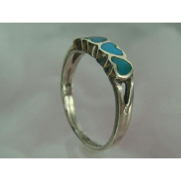 シルバーリング ハートがいっぱい ターコイズ デザイン トルコ石 夏
