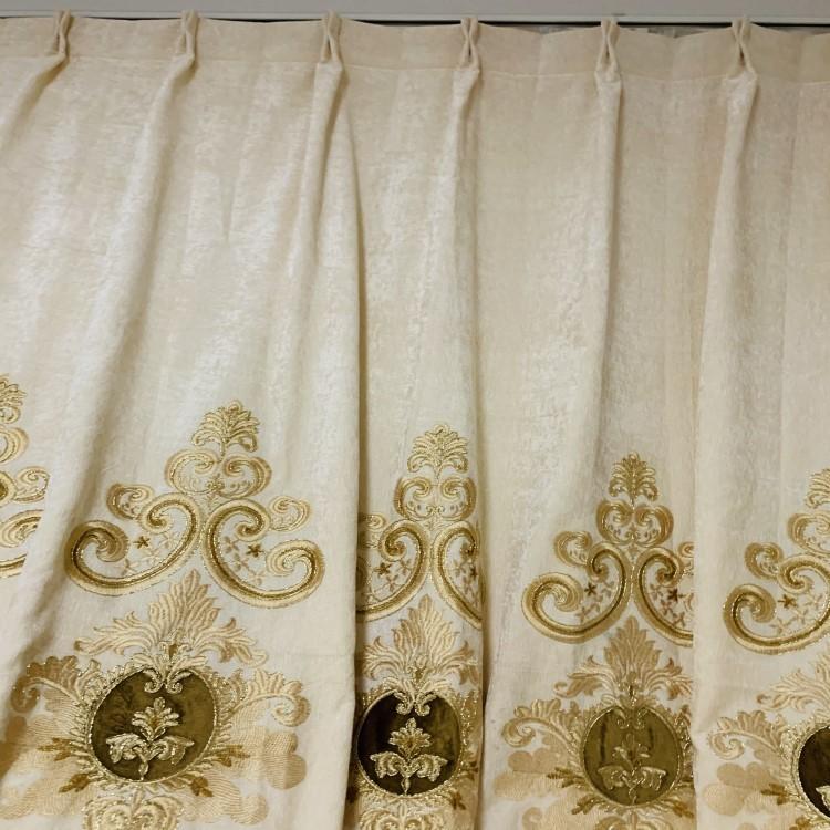 高級刺繍柄 遮光カーテン ヨーロッパ風 ドレープカーテン 刺繍 2倍ヒダ
