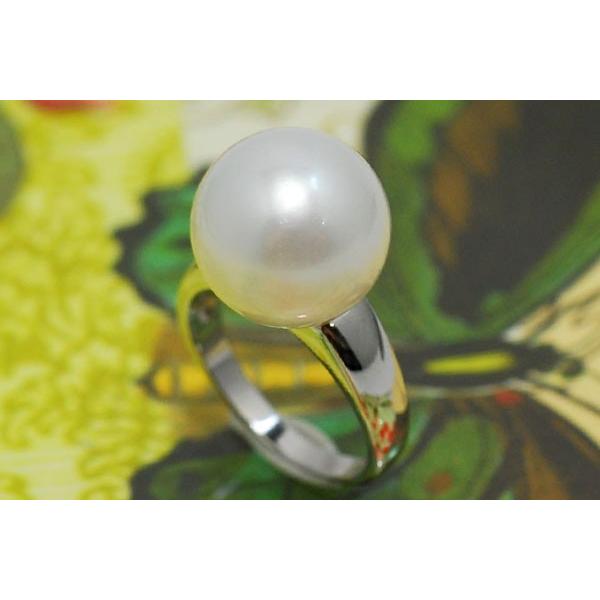 大珠 13mm 白蝶真珠 リング 群を抜く存在感の南洋真珠リング