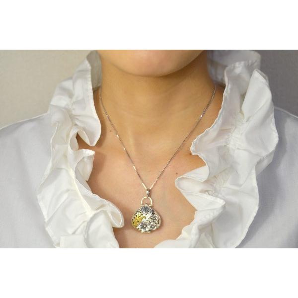 碌山 蛤に揚羽蝶 ロケット ペンダントトップ 和デザイン RP 704P0031