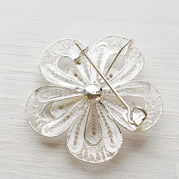 フィリグリー フラワー ブローチ ペンダント 美しい手仕事の繊細な銀線