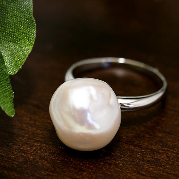 12mmバロック淡水真珠リング メタリックなてりの存在感抜群大珠パール