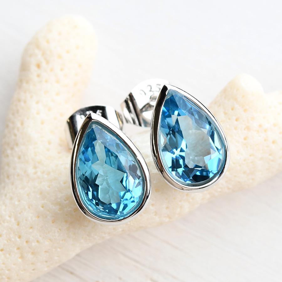ティアドロップ スイスブルートパーズ ピアス : ルコリエYahoo!店
