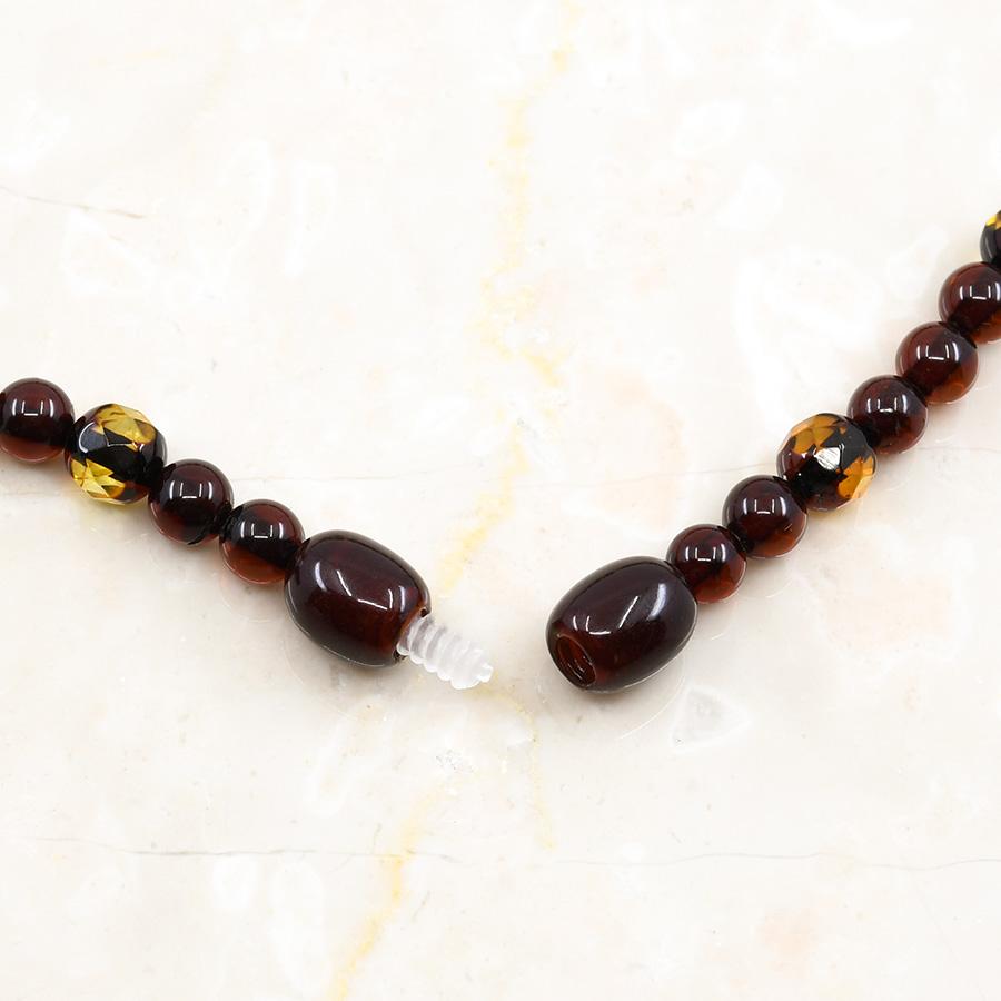 ファセットカット アンバー ネックレス イエロー ブラウン キラキラ で