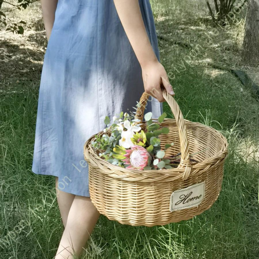 籐 ラタン ピクニックバスケット おしゃれ カゴ 籠バッグ かご