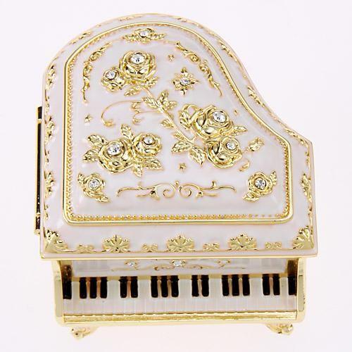 アンチモニーピアノ宝石箱オルゴール ホワイト : インテリア雑貨LeMode