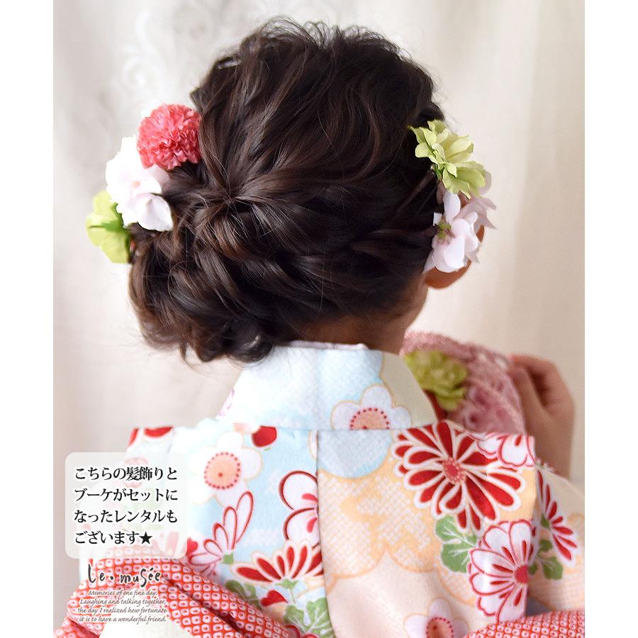七五三 髪飾り ピンクパステルの和装かみかさざり | 753 花 ヘッド