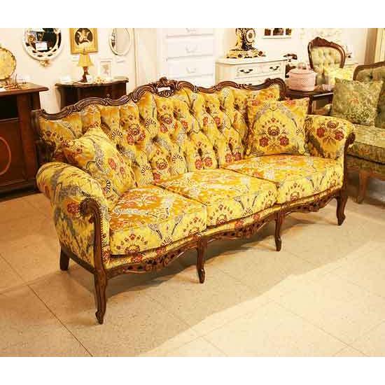 謝恩セール特価】イタリア製 輸入家具 ソファ 3人掛け 金華山 黄色