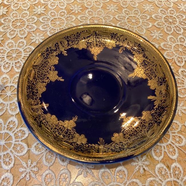 ノリタケ オールドノリタケ 金盛藍線帯華装飾紋蓋付 キャビネッカップ