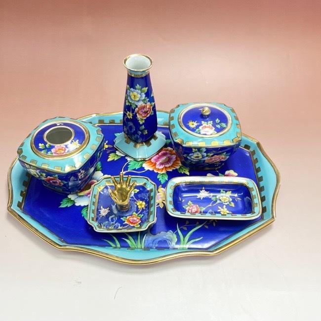 ノリタケ オールドノリタケ ドレッサーセット 6点セット ブルー花紋