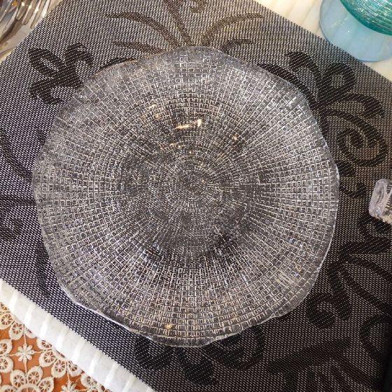 IVV イタリア製 皿 ガラス皿 Diamante ディアマンテ クリア 28cm