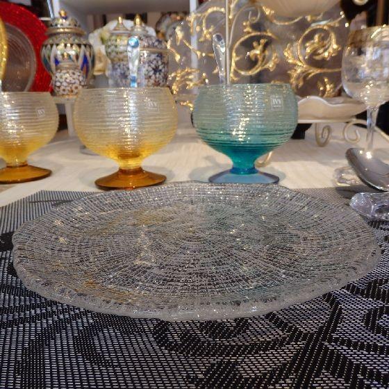 IVV イタリア製 皿 ガラス皿 Diamante ディアマンテ クリア 28cm