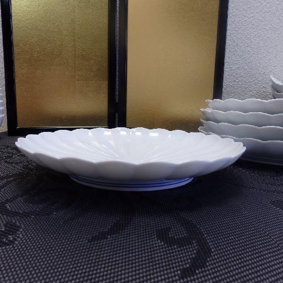 有田焼 賞美堂 其泉 白磁 菊割り 和皿揃え 丸皿 取皿 5客組 引き出物