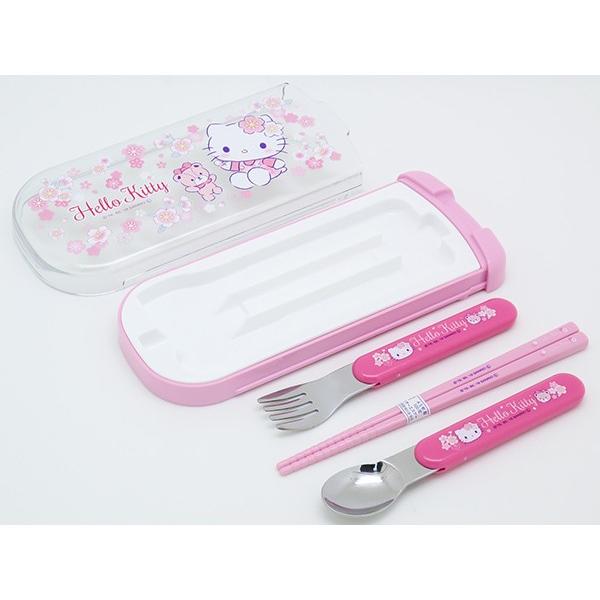 トリオセット 箸 スプーン フォーク ケース ハローキティ サクラ 16.5