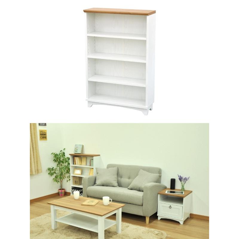 本棚 シェルフ 4段 フレンチカントリー 白家具 Charlotte 幅60cm