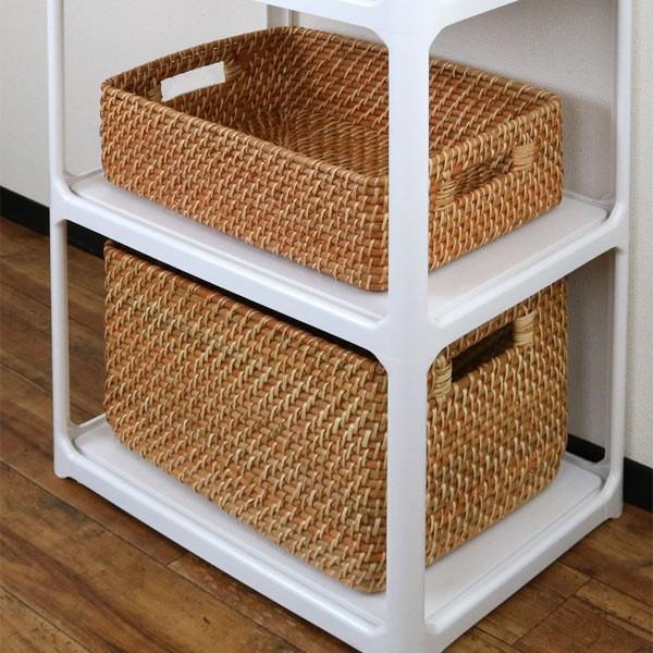 収納ボックス 横型 ラタン 籐製 幅36×奥行26×高さ24cm カラーボックス