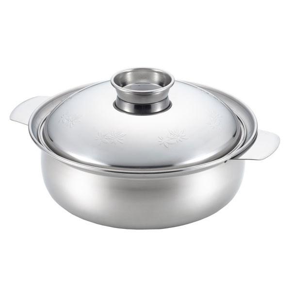 両手鍋 土鍋風ステンレス鍋 もみじ 23cm ステンレス製 IH対応 フタ付き