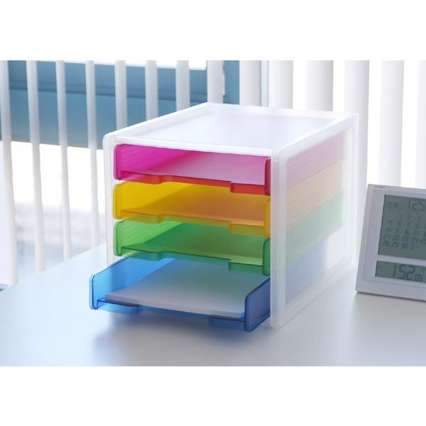 レターケース A4 4段 縦 ファイルトレー 引き出し プラスチック クリア