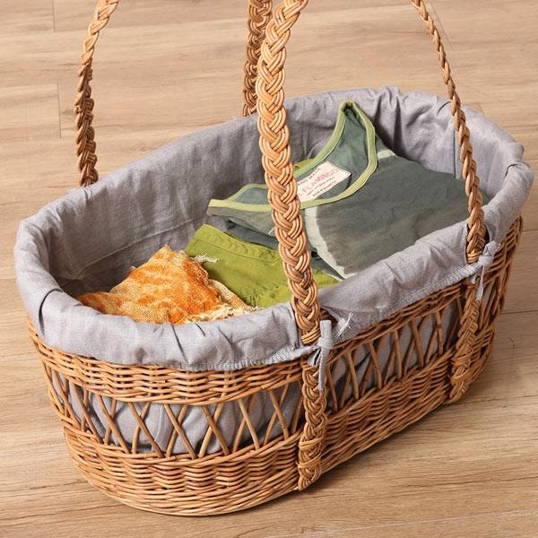 籐 キャリーバスケット 布カバー付 Natural rattan 幅59cm