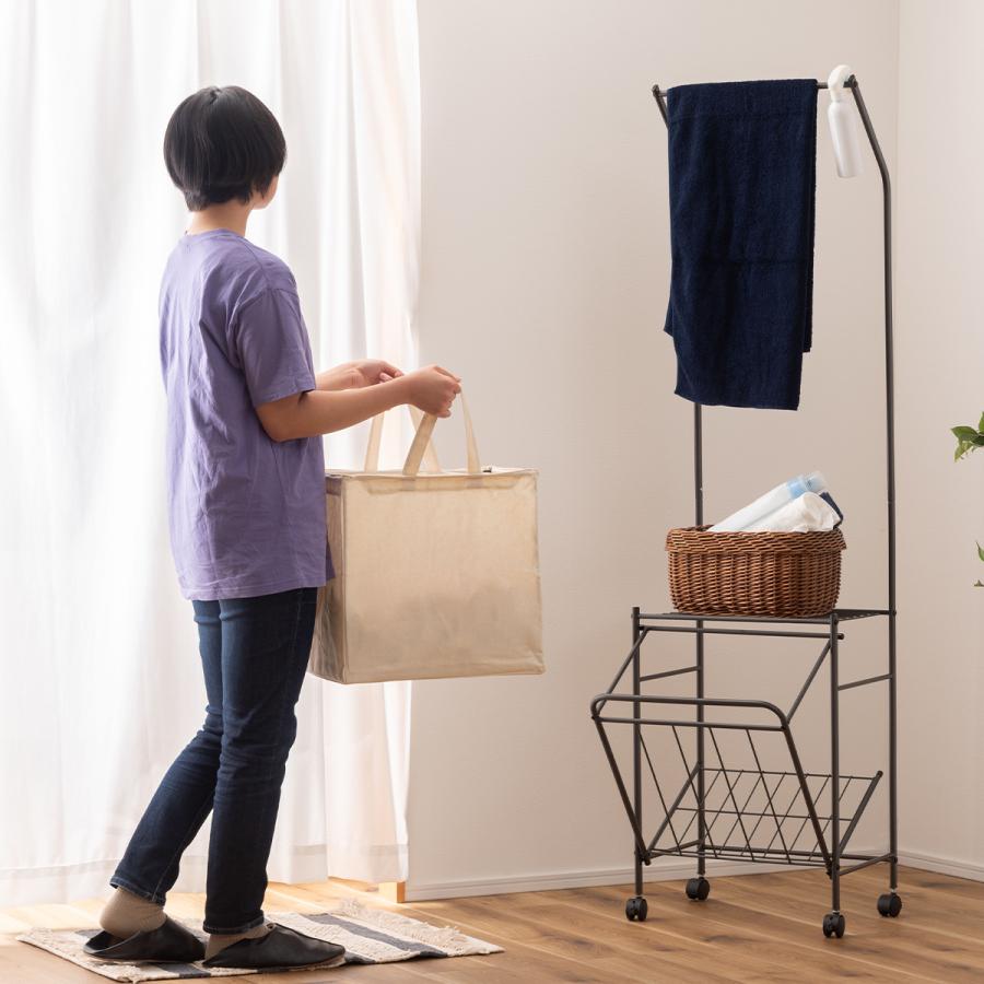 ランドリーバスケット ハンガー ラック キャスター付き ランドリー