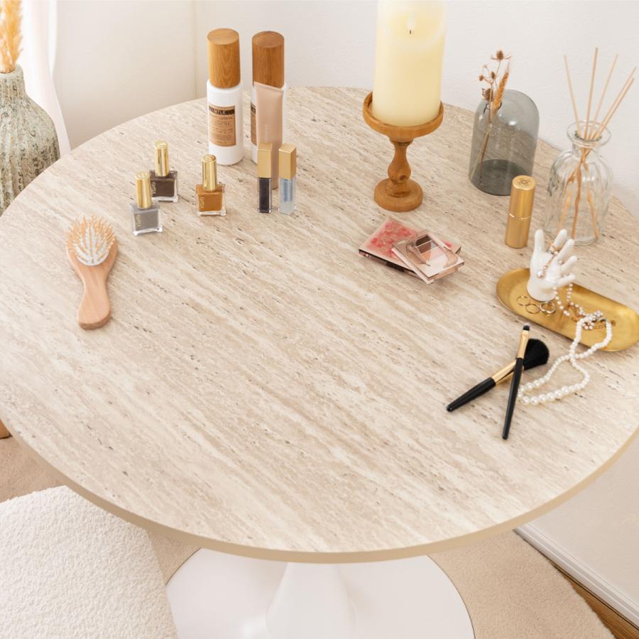 東谷 ダイニングテーブル 80cm 円形 丸型 大理石調 スチール 北欧