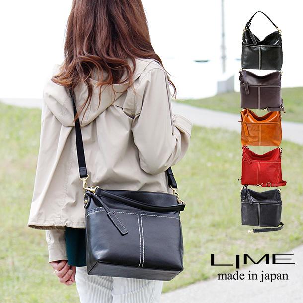 LIME made in japan ショルダーバッグ レディース 軽い 人気 本革 革