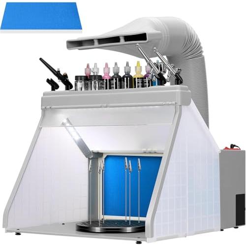 Ausuc 塗装ブース スプレーブース LED照明 エアブラシホルダー 置き棚