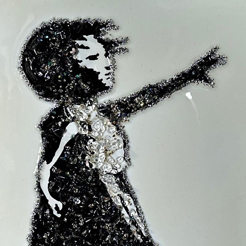 水晶パネル アートパネル 60×80cm バンクシー 風船と少女 黒フレーム