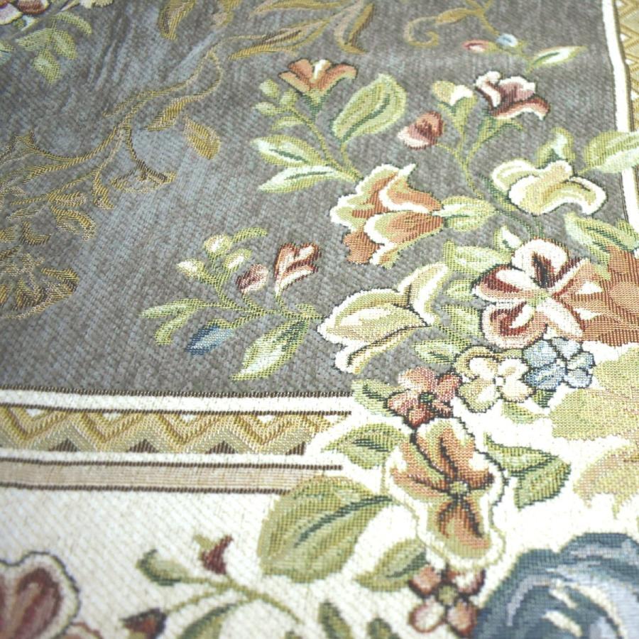 ラグ 3畳 200×250cm （パレスGN） アンティーク グリーン 花柄