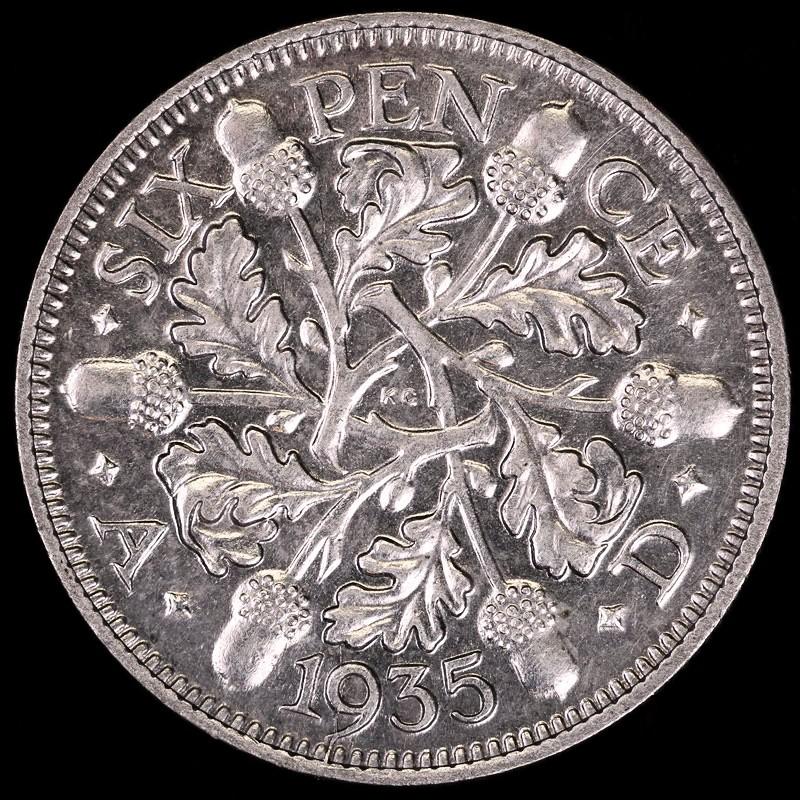 イギリス ジョージ5世 1935年 6ペンス銀貨 : エルズコレクション