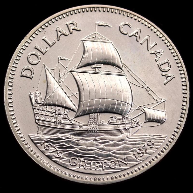 カナダ 1979年 1ドル 大型銀貨 五大湖探検300周年記念 エリザベス