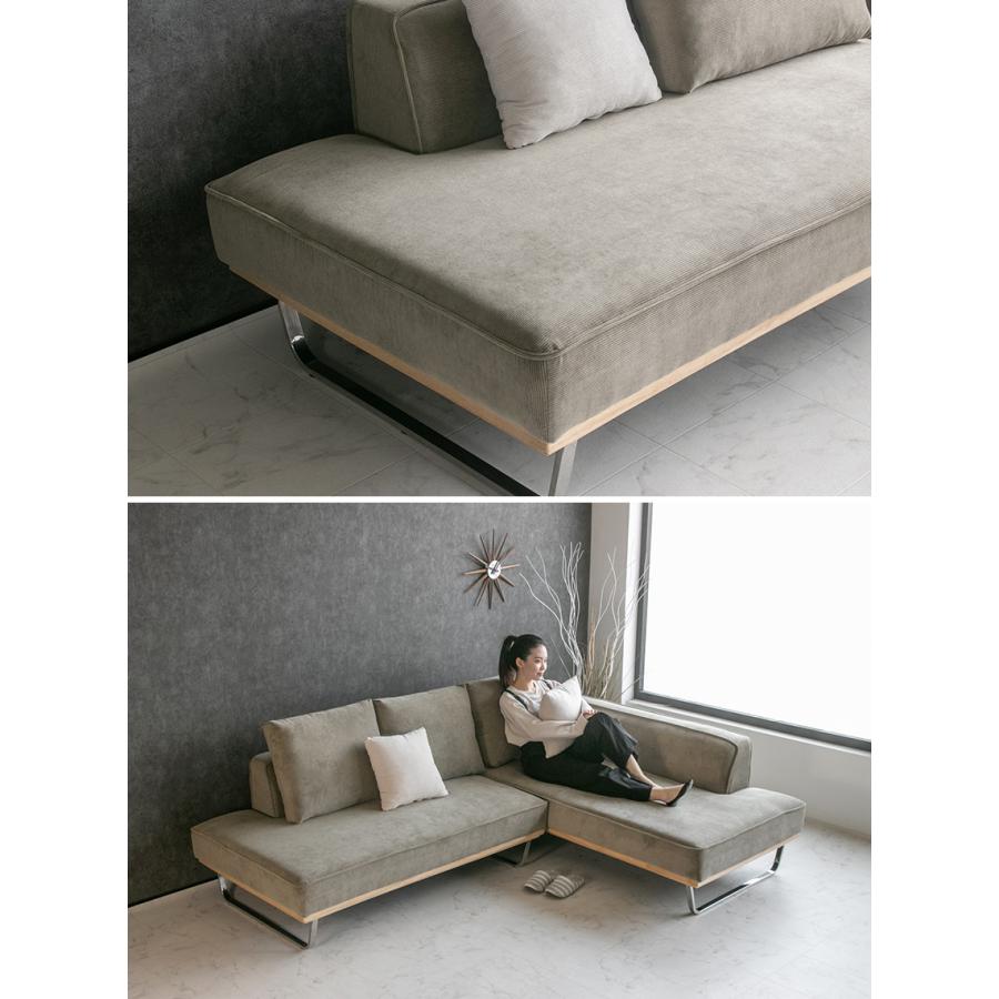 ソファ ソファー コーデュロイ 3人掛け カウチソファ ファブリック L字