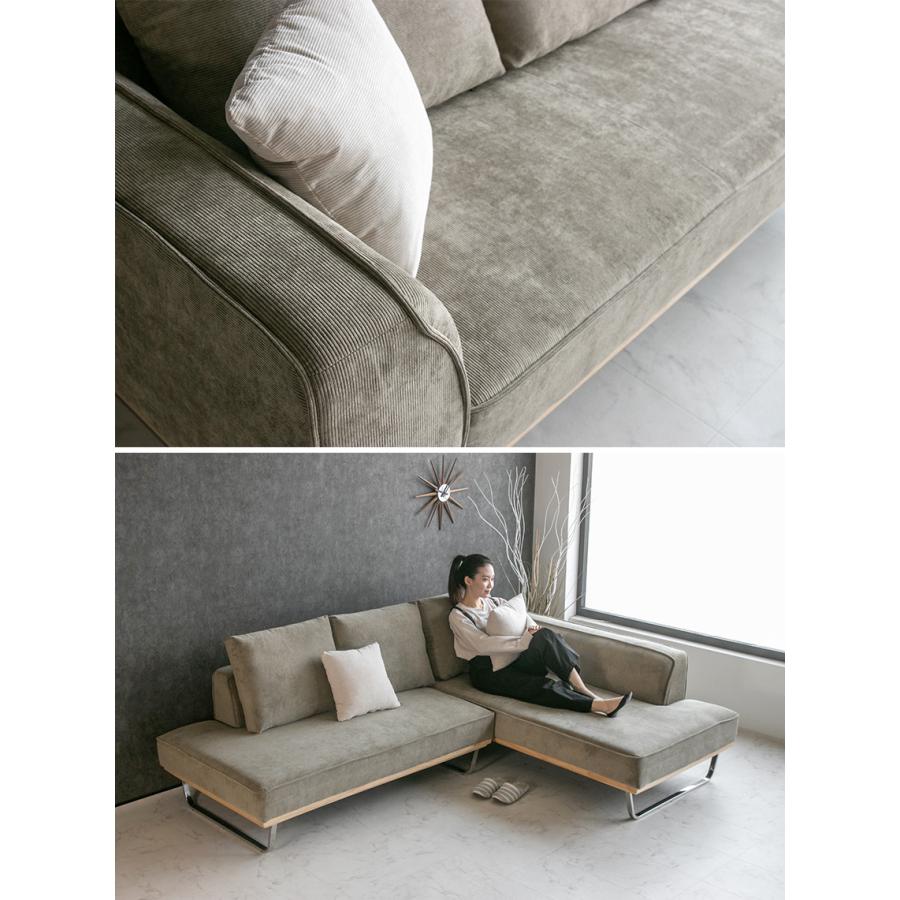 ソファ ソファー コーデュロイ 3人掛け カウチソファ ファブリック L字