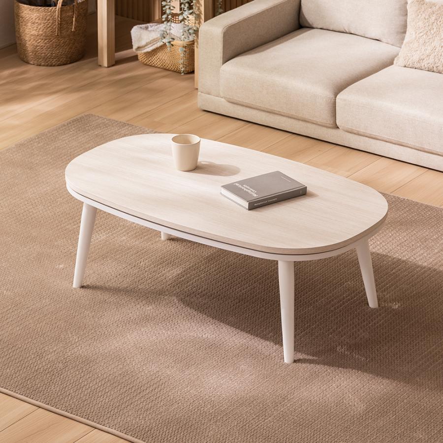 こたつ 大理石調 木目調 楕円形こたつテーブル 105×60cm 丸型こたつ 円