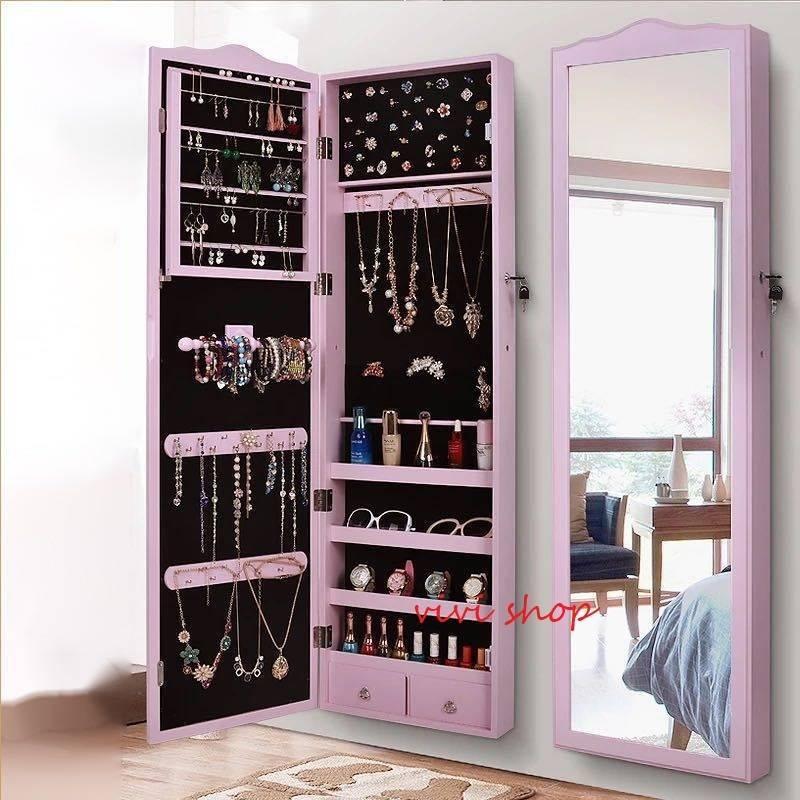 A29673 収納棚 スタンドミラー 全身鏡 ミラー付きラック 収納ラック