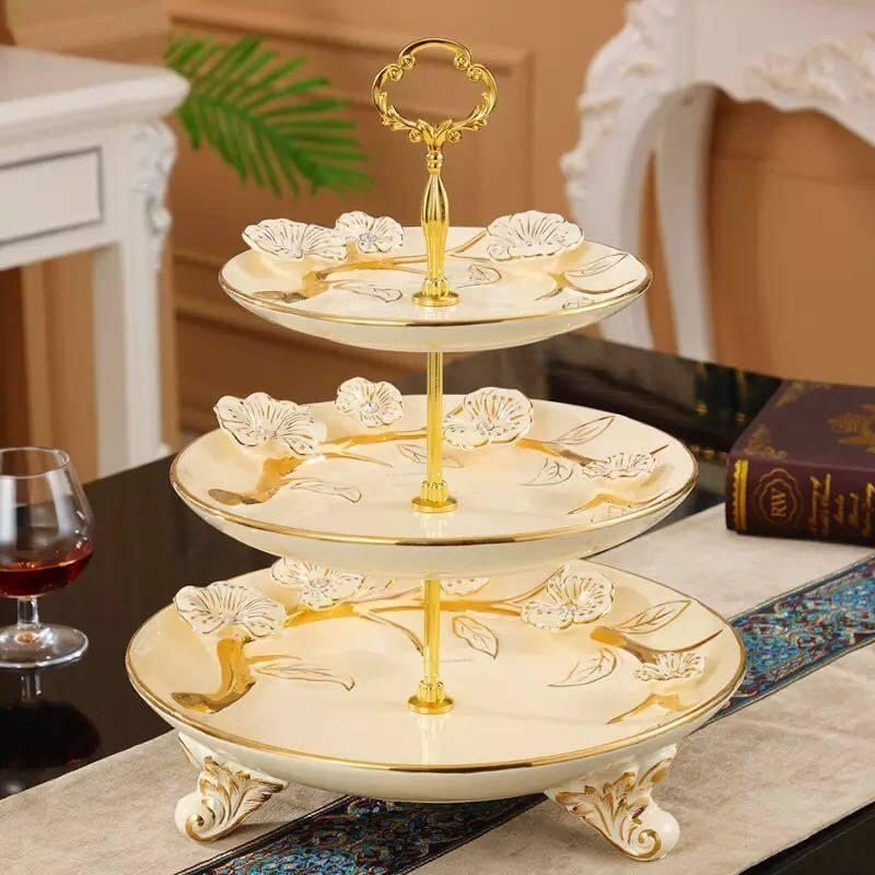 A21733 高級ケーキ スタンド プレート 3段セット アフタヌーンティー