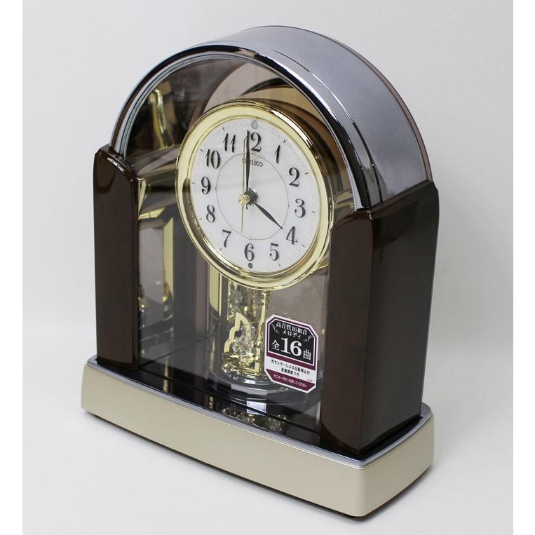 SEIKO（セイコー） メロディ付き 電波置時計 回転飾り 濃茶マーブル