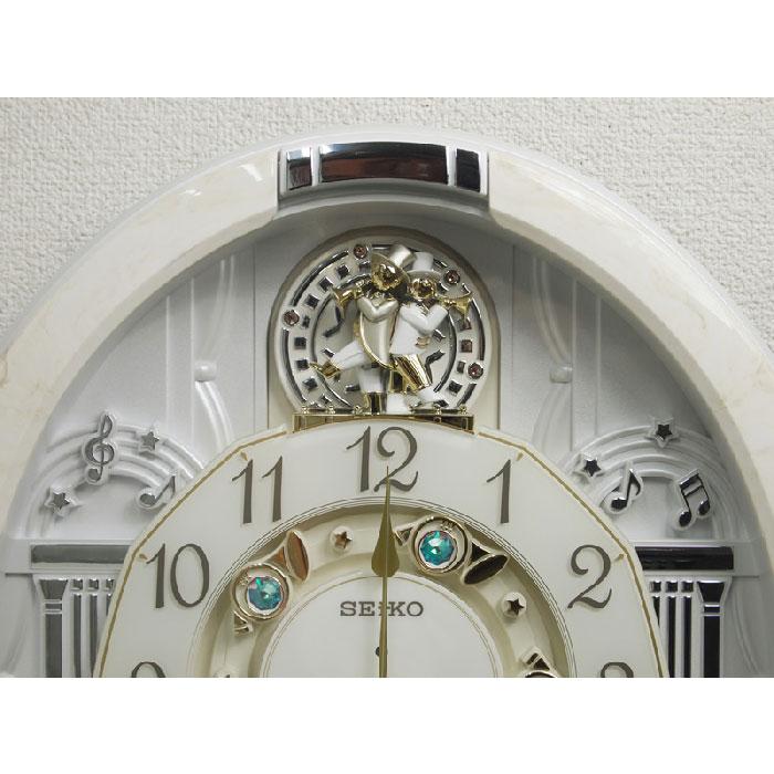 セイコー からくり時計 電波掛け時計 ウェーブシンフォニー アイボリー