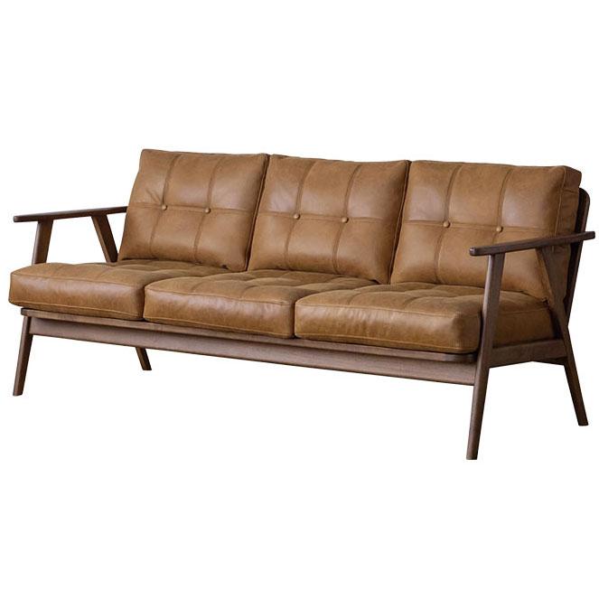 関家具 3人掛けソファ ハリス HARRIS レザーファブリック オーカー