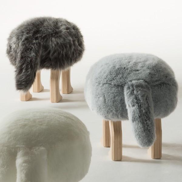 匠工芸 椅子 木製 北欧 おしゃれ スツール 動物 ファー チェア いす 丸
